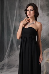 Black Chiffon Long Young Girl Wedding Bridesmaid Dress lovely