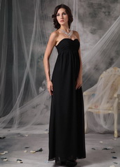 Black Chiffon Long Young Girl Wedding Bridesmaid Dress lovely