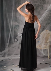 Black Chiffon Long Young Girl Wedding Bridesmaid Dress lovely