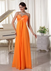 Pretty Orange Chiffon Long Bridesmaid Dress For Juniors lovely