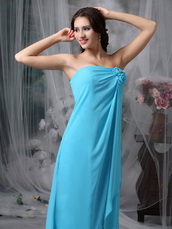 Handcrafted Flowers Decorate Long Jr Bridesmaid Dress 2014 lovely