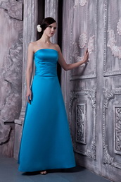 Sky Blue A-line Bridesmaid Dress Strapless Style lovely