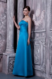 Sky Blue A-line Bridesmaid Dress Strapless Style lovely