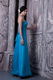 Sky Blue A-line Bridesmaid Dress Strapless Style lovely