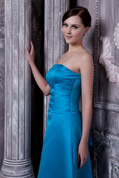 Sky Blue A-line Bridesmaid Dress Strapless Style lovely