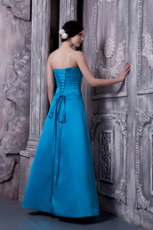 Sky Blue A-line Bridesmaid Dress Strapless Style lovely