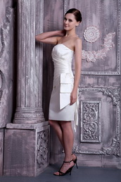 White Column Strapless Knee-length Lace Up JR Bridesmaid Dress lovely