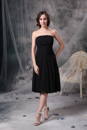 Column Strapless Ruched Short Jr Bridesmaid Dress Black lovely