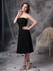 Column Strapless Ruched Short Jr Bridesmaid Dress Black lovely