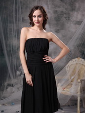 Column Strapless Ruched Short Jr Bridesmaid Dress Black lovely