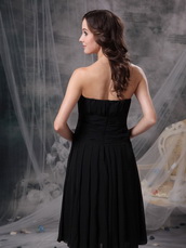 Column Strapless Ruched Short Jr Bridesmaid Dress Black lovely