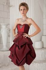 Sweetheart Bubble Knee-length Burgundy Taffeta Prom Type Dress