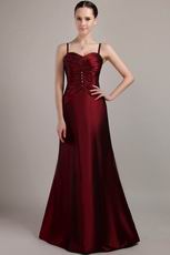 Burgundy Spaghetti Strap Mother Of The Bride Dress Petite