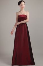 Pretty Burgundy Floor-length Taffeta Bridesmaid Dress