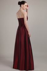 Pretty Burgundy Floor-length Taffeta Bridesmaid Dress