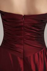 Pretty Burgundy Floor-length Taffeta Bridesmaid Dress