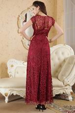 High Neck Burgundy Skirt Dress For Mother Of The Bride