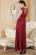 High Neck Burgundy Skirt Dress For Mother Of The Bride