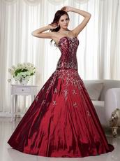 2009 Styles Burgundy Quinceanera Dress With Applique