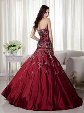 2009 Styles Burgundy Quinceanera Dress With Applique