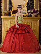 Embroidered Strapless Cardinal Red Quinceanera Puffy Dress