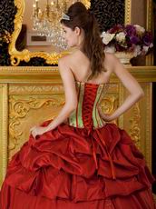 Embroidered Strapless Cardinal Red Quinceanera Puffy Dress