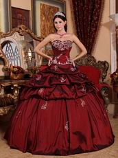 Burgundy Puffy Skirt Quinceanera Dress For 16th Birthday Party