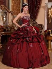 Burgundy Puffy Skirt Quinceanera Dress For 16th Birthday Party