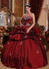 Burgundy Puffy Skirt Quinceanera Dress For 16th Birthday Party