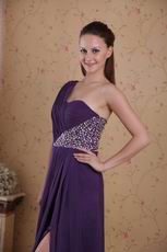 Single One Shoulder Purple Prom Dress In Floor Length