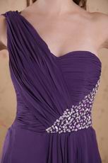 Single One Shoulder Purple Prom Dress In Floor Length