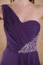 Single One Shoulder Purple Prom Dress In Floor Length