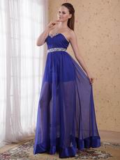 Empire Waist Sweetheart Translucent Royal Blue Prom Dress