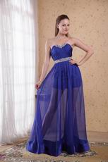 Empire Waist Sweetheart Translucent Royal Blue Prom Dress