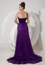 Discount One Shoulder Indigo Evening Dress Front Split