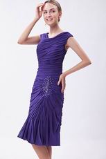 Pretty V-neck Purple Knee Length Homecoming Dress