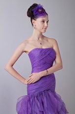 Sweetheart Tea Length Purple Organza Women Evening Dress