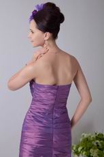 Simple Ruched Sheath Plum Taffeta Short Prom Dress Online