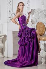 Best Seller Beaded Asymmetrical Purple Evening Gown Dress