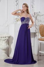 Elegant Crystal Purple 100D Chiffon Evening Dress Shop