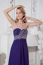 Elegant Crystal Purple 100D Chiffon Evening Dress Shop