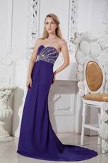 Elegant Crystal Purple 100D Chiffon Evening Dress Shop