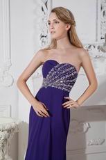 Elegant Crystal Purple 100D Chiffon Evening Dress Shop