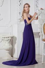 Elegant Crystal Purple 100D Chiffon Evening Dress Shop