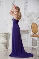 Elegant Crystal Purple 100D Chiffon Evening Dress Shop