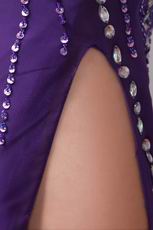 Sexy Beading Emberllish Eggplant Long Split Skirt Prom Dress