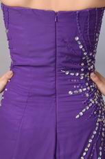 Sexy Beading Emberllish Eggplant Long Split Skirt Prom Dress