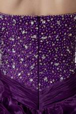 Custom High Low Ruffled Skirt Grape Prom Dress With Crystals