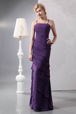 Spaghetti Straps Cross Back Sheath Layers Eggplant Prom Dress