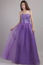 Lavender Beaded Designer Dress For Evening Party